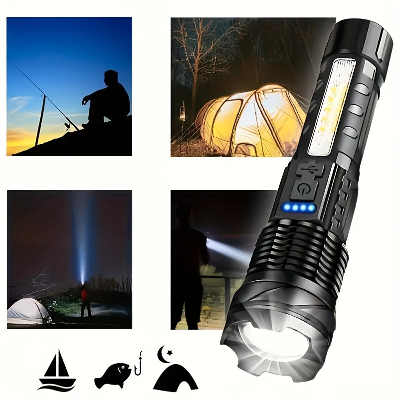 [1pc Super Powerful Torch Light] Super Powerful Rechargeable Torch Flood Light | 1pc for Outdoor Camping, Fishing, Hunting, Climbing, Adventure Emergency | Christmas Gift