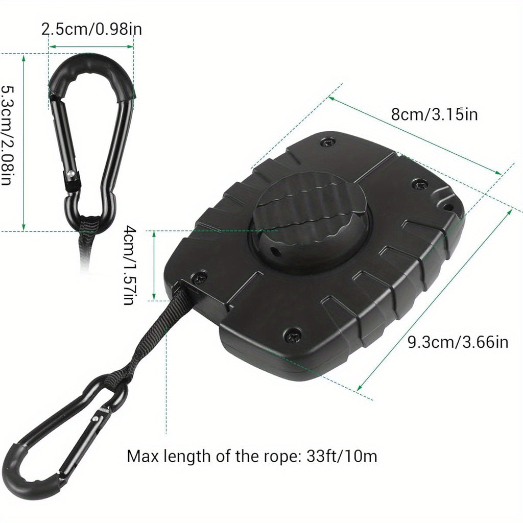 FUNANASUN 33ft Heavy-Duty Retractable Bow Hoist with 66lb Load Capacity - Ergonomic Handle, Secure Carabiner & Quick-Release Rope for Bow Hunting, Tree Stand, Archery, Deer Hunting Accessories, Bow Hunting Gear, Sleek Metalli