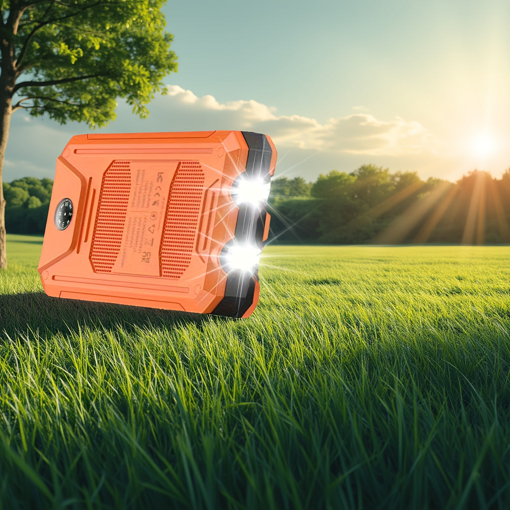 10000mAh/20000mAh Solar Powered Power Bank with Flashlight/USB/Type-C/Micro Interface/compass for Mobile Digital Electronics Devices, Durable and Long-lasting, Travel Camping, LED Flashlight, Hiking Buckle. The Best Gift for