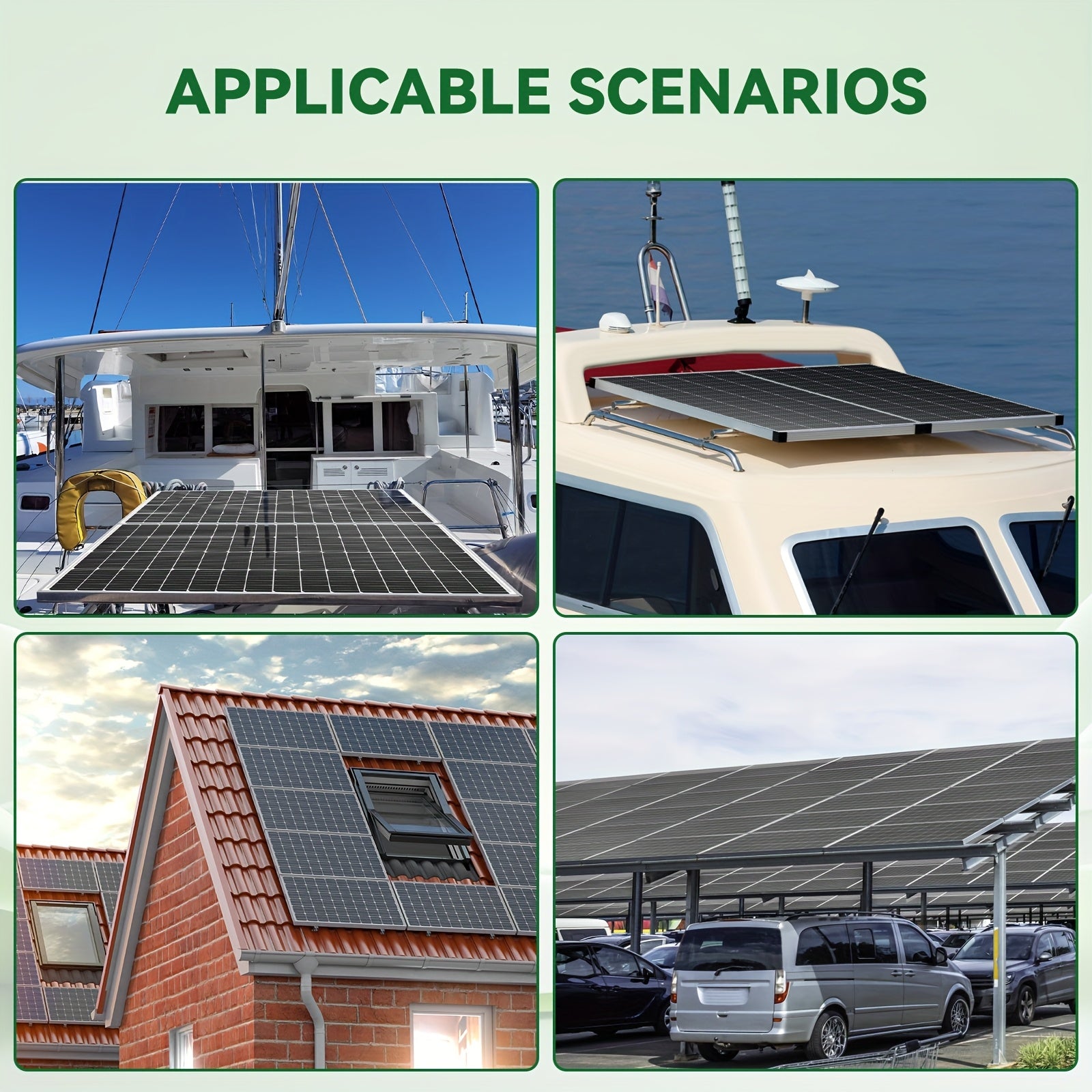 High Efficiency 25.5% 400W Monocrystalline Solar Panels - Durable Aluminum Frame & Weather-Resistant - for Rooftop, Farm, House, RVs & Off-Grid Systems - Low Light Energy Production - Long-Term Use