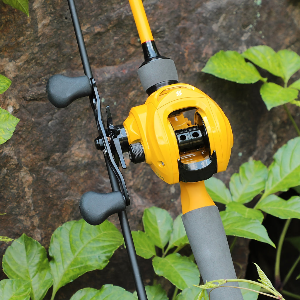 Sougayilang Baitcaster Combo, 2 Pieces Fishing Poles With 7.1:1 Gear Ratio Comfort EVA Grip Handle Reel Baitcasting Fishing Combo