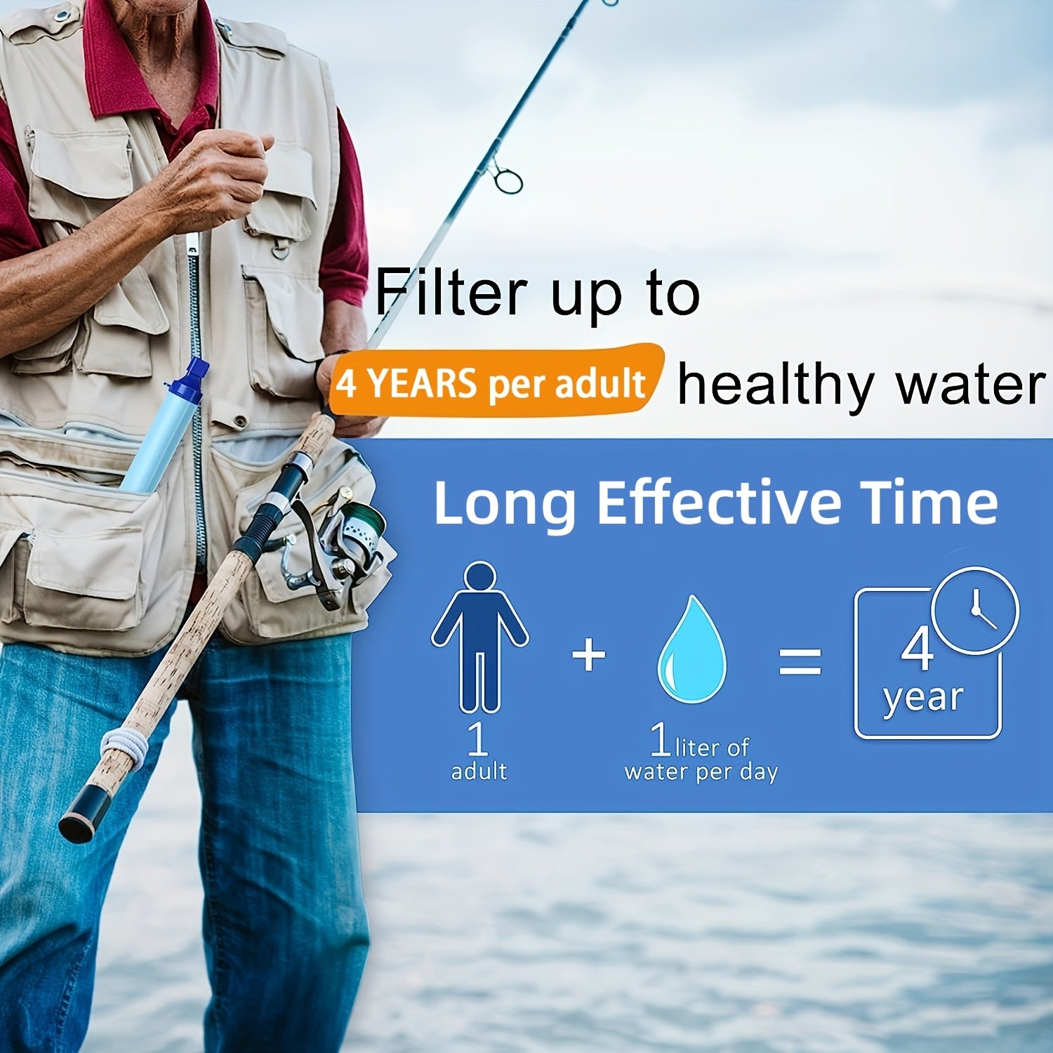 1pc Outdoor Water Filter Straw, 0.01 Micron 4-Stage Filtration, Portable Survival Purifier for Travel, Wilderness, Emergency - ABS Material, Ideal for Ramadan, Thanksgiving, Christmas, Halloween, New Year Festivities