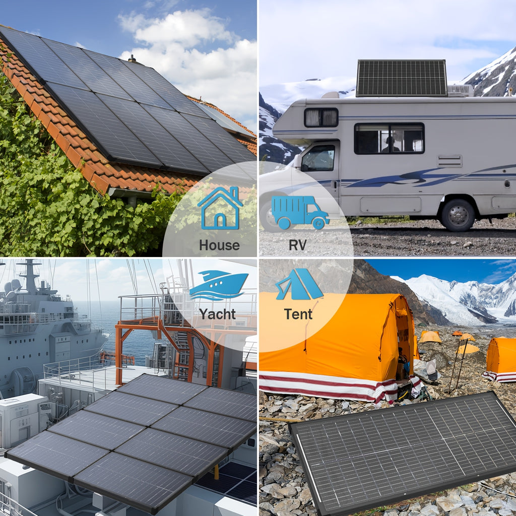 2pcs Double-sided 100W Solar Panels 12V High-efficiency Monocrystalline Double-sided Solar Panels with Busbar Hidden and Waterproof Technology, Ideal for RV, Vehicle, Home Farm Battery Charging, Camping, Outdoor Hiking and Ot