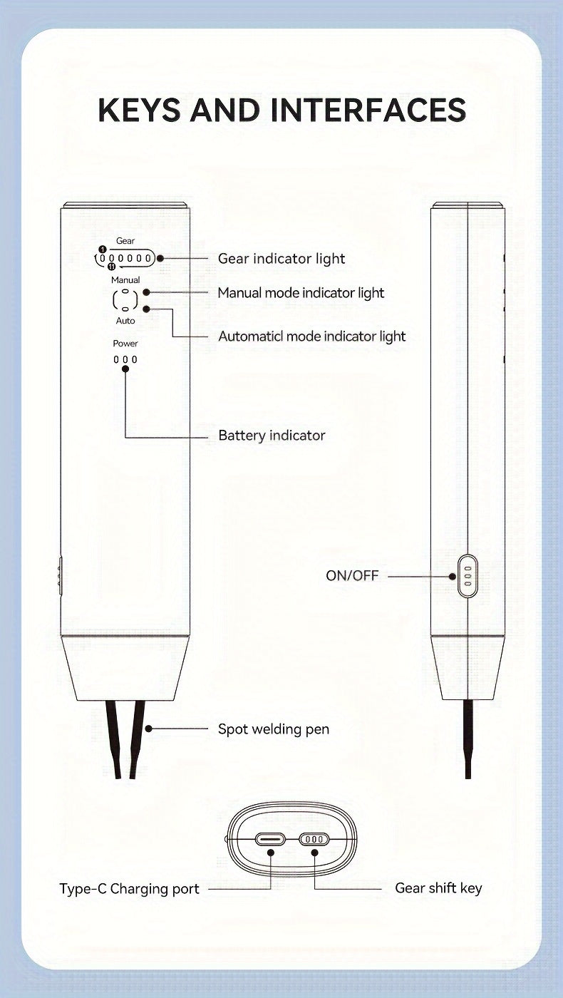 Portable Handheld Spot Welder Kit with 18650 Lithium Battery - USB Rechargeable, Ideal for Nickel Sheets & DIY Projects