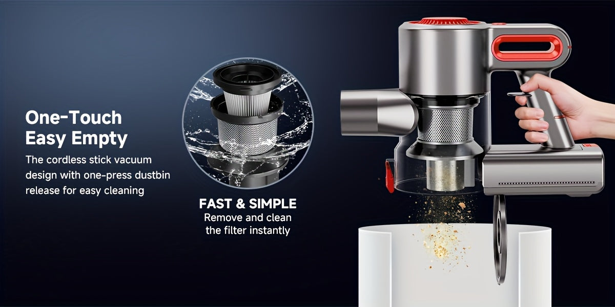 55-70 KPA Lightweight Vacuum Cleaner with Upgraded Green LED, Anti-tangle Brush, Removable Battery, Multiple Suction Levels, Up to 45 Minutes Of Battery Life, Women's Car Accessories, Vacuum Cleaner for Carpets, Pet Hair, And