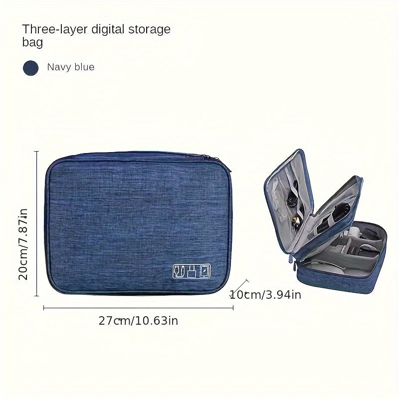 Electronics Organizer Travel Case, Water Resistant Cable Organizer Bag for Travel Essentials, Tech Gifts for Men, Storage Bag as Accessories for Phone, Cord, iPad