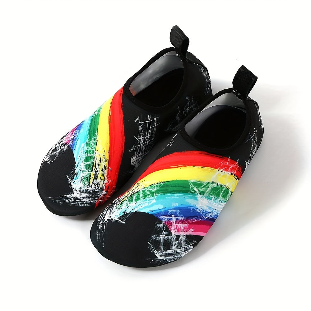 [Water Socks] Women's Water Socks, Solid Stripes Beach Creek Shoes, Casual Flat Slip-on Outdoor Sports Shoes For Swimming Surfing Boating Fishing