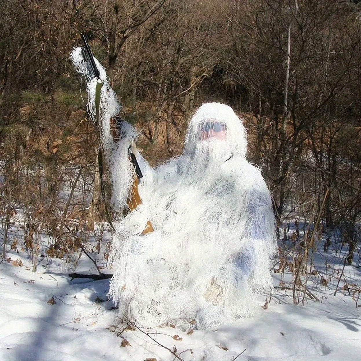 Men's Dry Grass Ghillie Suit, Winter Camo Hunting Suit, Airsoft Gillie Suit Hooded Camouflage Hunting Gear