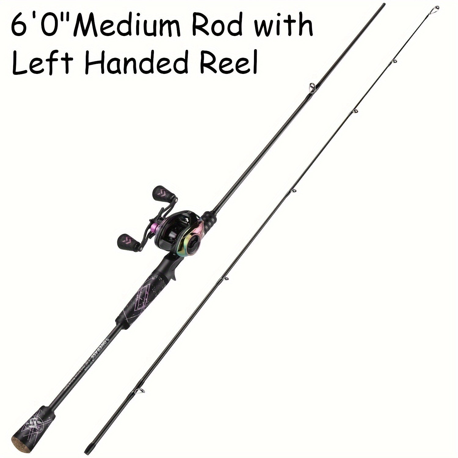 Sougayilang Fishing Rod And Reel Combo, Medium Fast Baitcasting Combo, 24-Ton Carbon Fiber 2 Pieces Fishing Poles With Baitcaster Reel Super Polymer Handle Baitcasting Fishing Combo