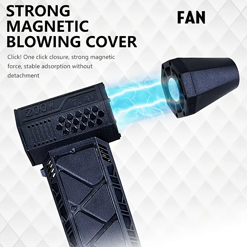 1pc Black Rechargeable Portable Turbojet Fan With Powerful Blower, Equipped With High-speed Air Duct Fan, Ultra-Powerful High-Speed Air Blower - Mini Turbo Jet Fan For Quick Dust Removal - Perfect For Cars, Home & Electronics