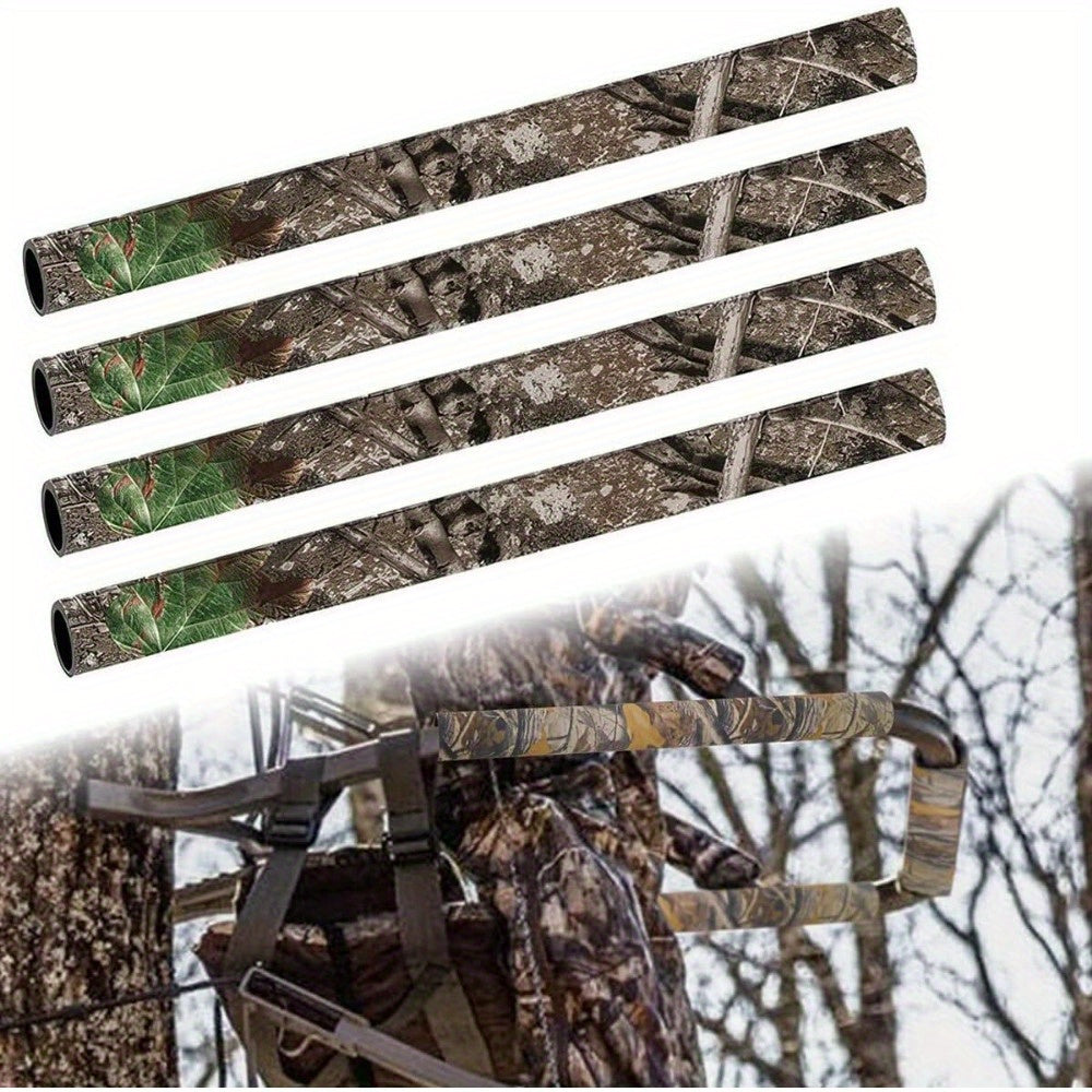 4pcs Camouflage Rubber Tree Stand Rail Pads, Durable & Easy to Install, for Deer Hunting Treestands, Ladder & Climbing Tripod Stands, Outdoor Hunting Gear | Blendable Environment | Cushioned Rail Pads, Bows for Deer Hunting