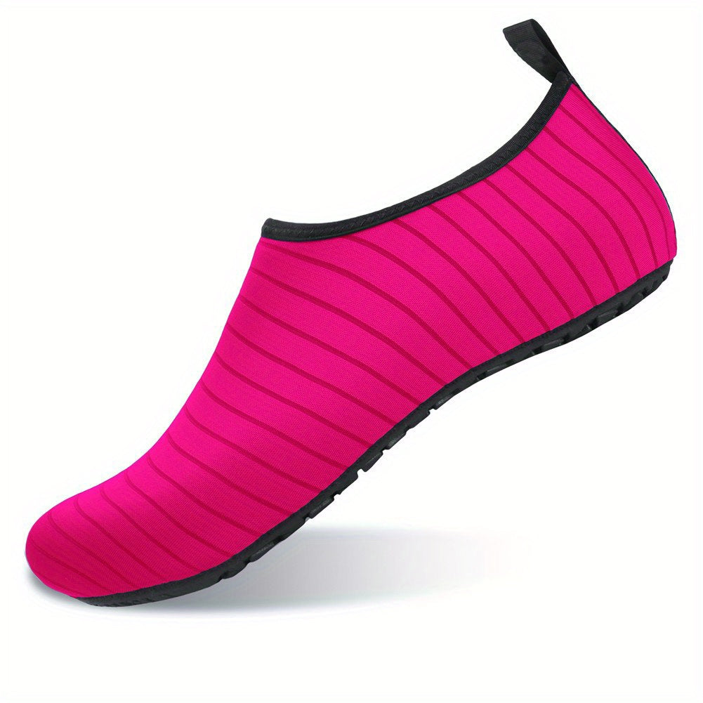 [Water Socks] Women's Water Socks, Solid Stripes Beach Creek Shoes, Casual Flat Slip-on Outdoor Sports Shoes For Swimming Surfing Boating Fishing