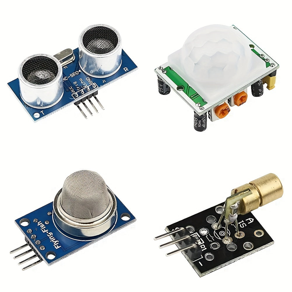 16-in-1 Sensor Module Kit for Raspberry Pi and Arduino, Including Ultrasonic, Temperature, Humidity, and Infrared Modules for DIY Robotics and Electronics Projects - Silicone, ≤36V Operating Voltage, No Battery Required