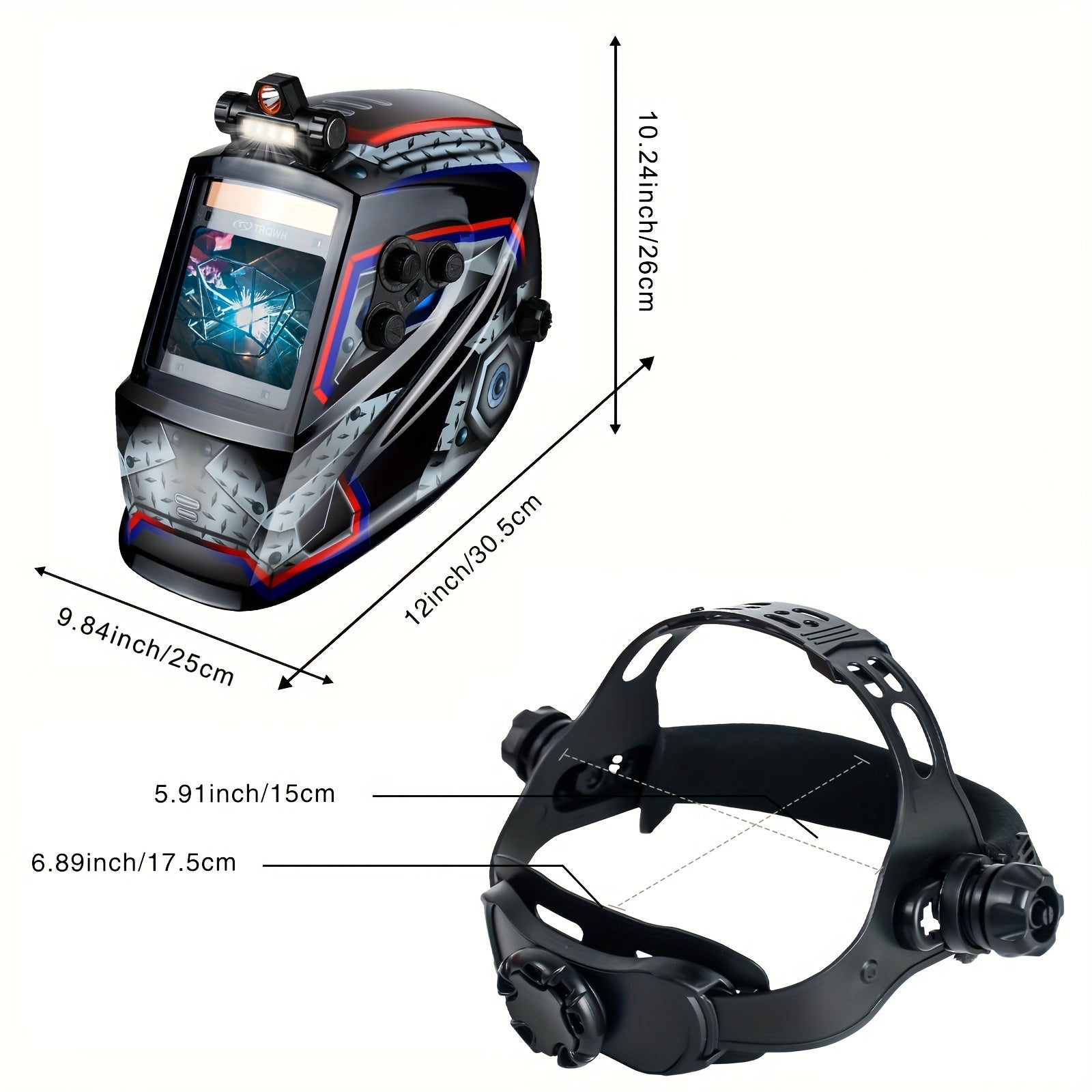 TRQWH Welding Helmet Auto Darkening - Large Viewing True Color Solar Powered Welding Hood With 4 Arc Sensor Adjustable Wide Shade Welder Mask For TIG MIG ARC Weld Plasma Cut Grinding