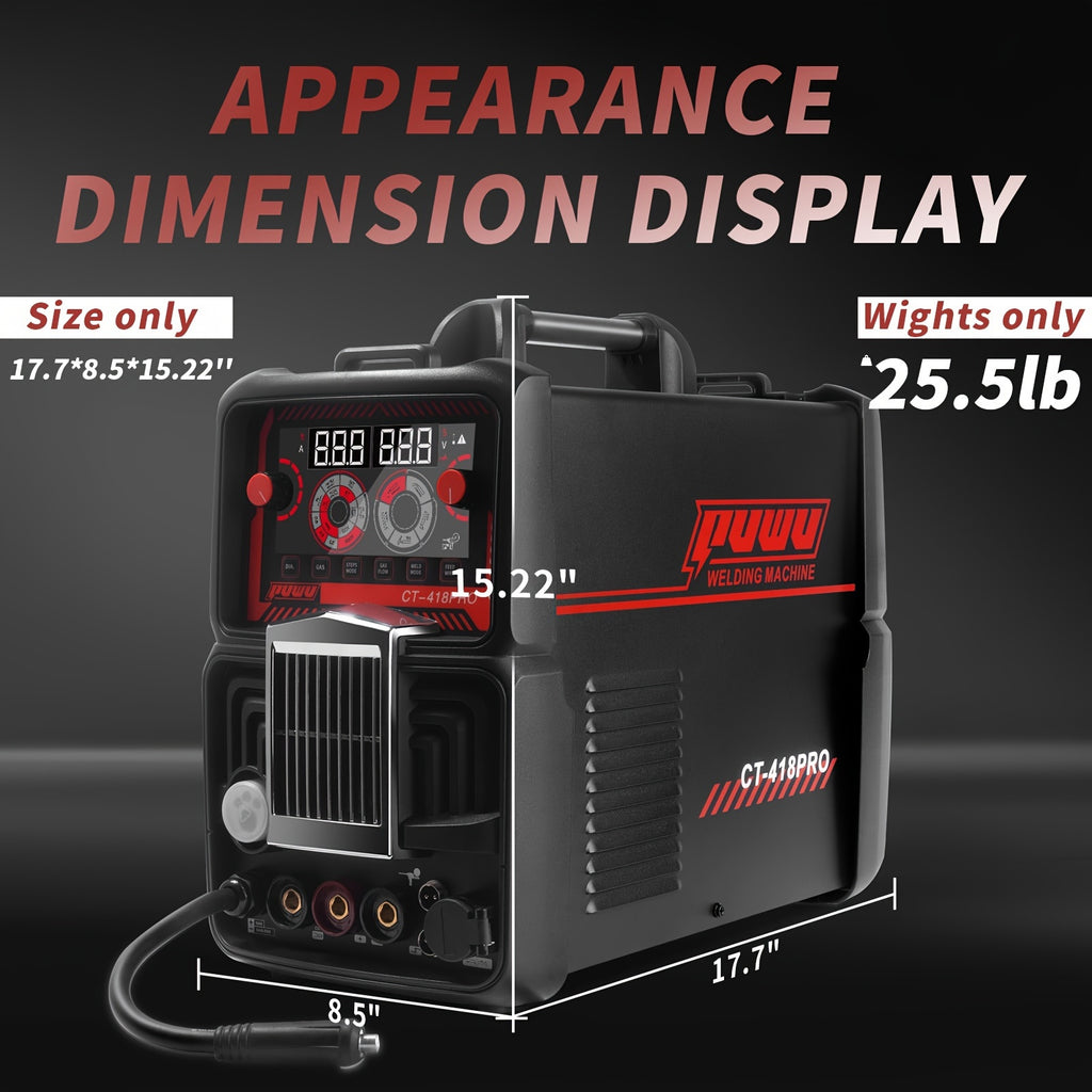 Plasma Cutter Welder Gas MIG/Gasless MIG/Lift TIG/Stick/CUT 5 In 1 Welding Machine With 110V/220V Dual Voltage, Thermal Protection IGBT Inverter LED Digital Display Multi Process Welder