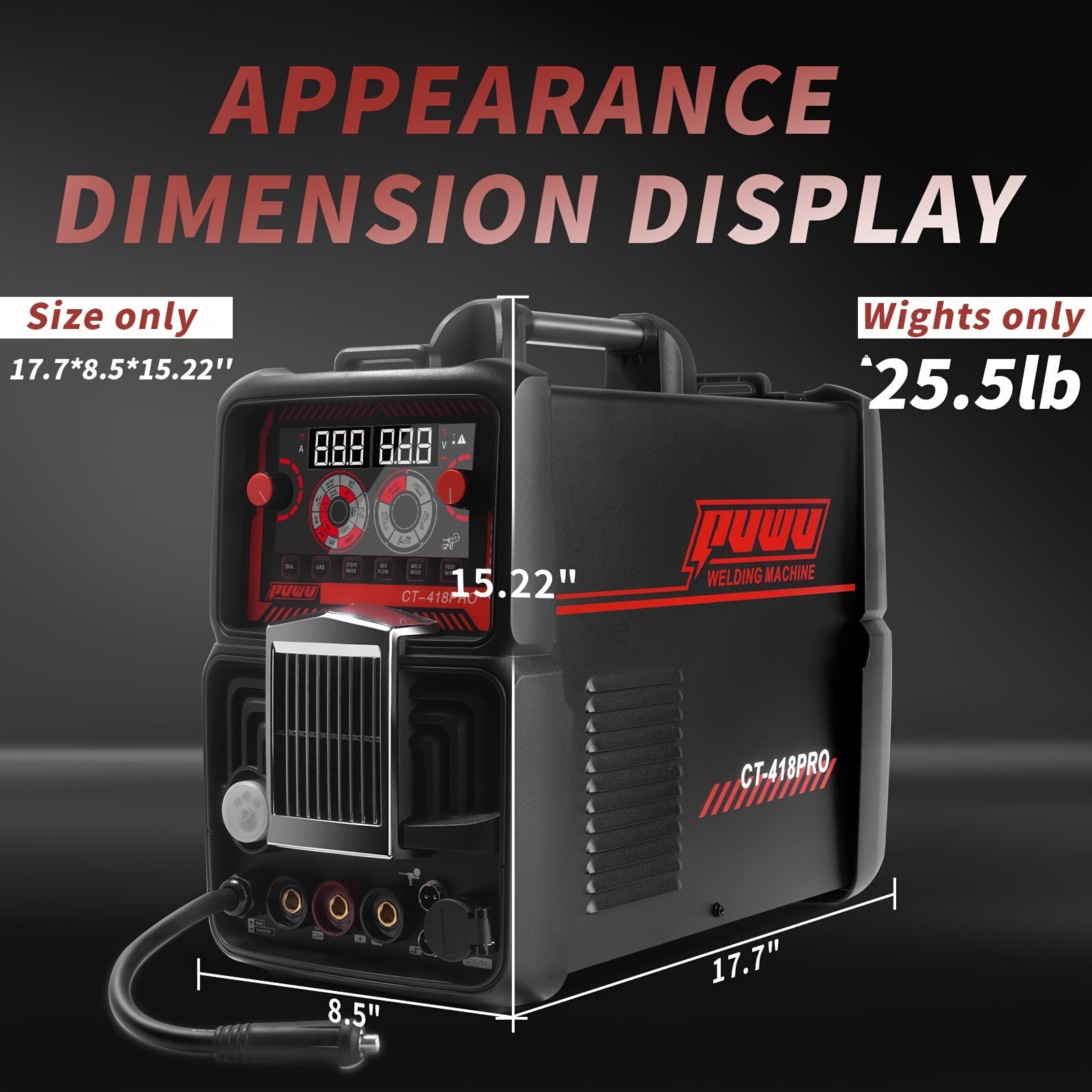 Plasma Cutter Welder Gas MIG/Gasless MIG/Lift TIG/Stick/CUT 5 In 1 Welding Machine With 110V/220V Dual Voltage, Thermal Protection IGBT Inverter LED Digital Display Multi Process Welder