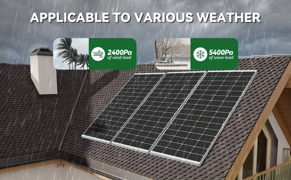 High Efficiency 25.5% 400W Monocrystalline Solar Panels - Durable Aluminum Frame & Weather-Resistant - for Rooftop, Farm, House, RVs & Off-Grid Systems - Low Light Energy Production - Long-Term Use