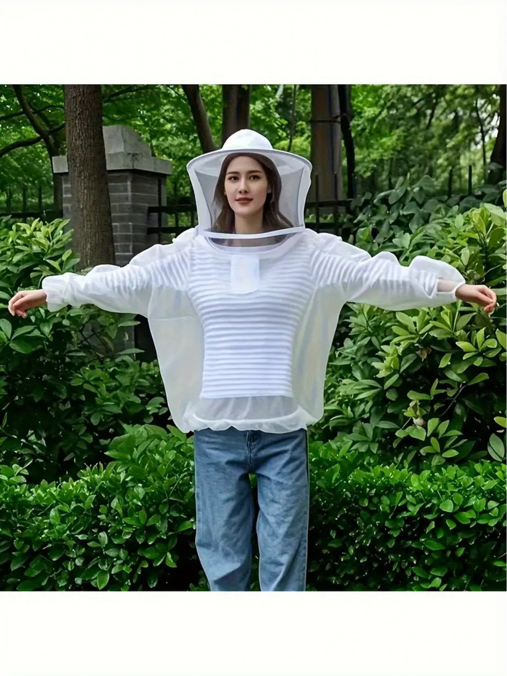 Outdoor Protection Lightweight Full Body White Mosquito Net Set, Top with Hat Design+pants+foldable, High-density Mesh Anti Small Mosquitoes, Suitable for Camping, Fishing, Hiking Essential, Farm Outdoor, Gardening Labor, Hik