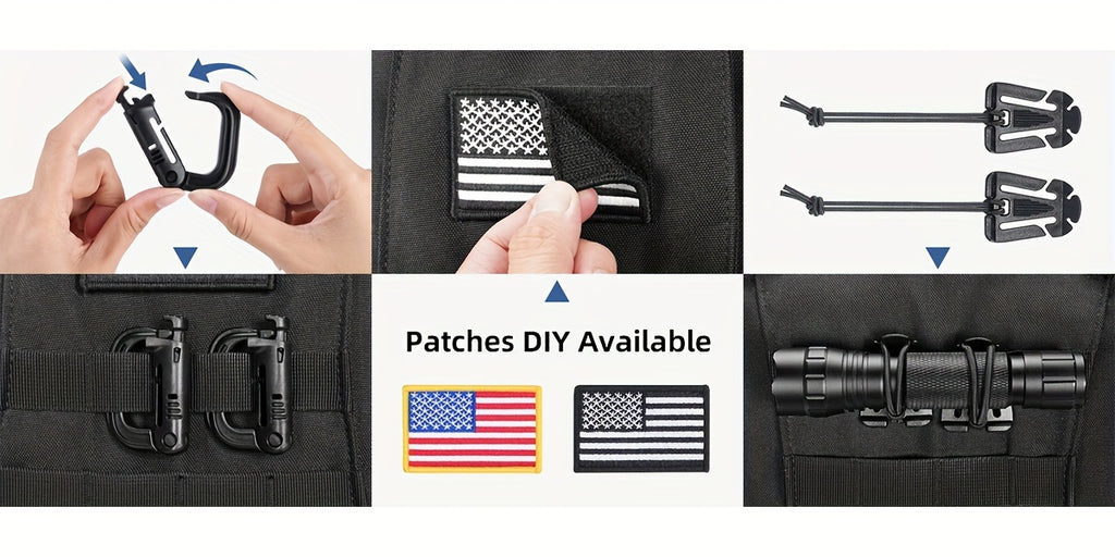 EZshoot 15.85gal Large Outdoor Backpack - High Quality & Scratch-Resistant 900D Oxford, Detachable Hydration Pouch & Crossbody Bag, MOLLE Webbing System with 8 Carabiners & 4 D-Rings, Adjustable Padded Straps for Hunting, Cam