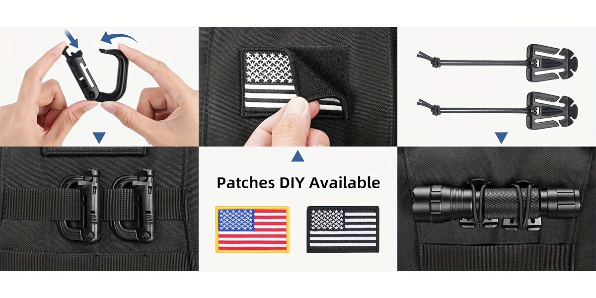 EZshoot 15.85gal Large Outdoor Backpack - High Quality & Scratch-Resistant 900D Oxford, Detachable Hydration Pouch & Crossbody Bag, MOLLE Webbing System with 8 Carabiners & 4 D-Rings, Adjustable Padded Straps for Hunting, Cam