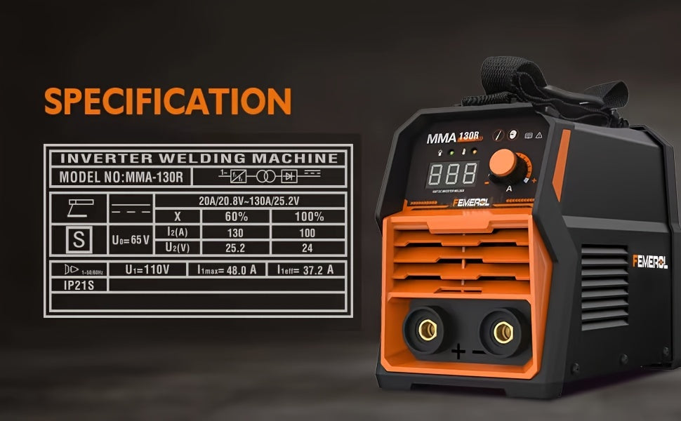 FEMEROL 130A Stick Welder, Mini And Portable MMA Welder Hot Start 110V ARC Welding Machine Digital Display IGBT Inverter Welder