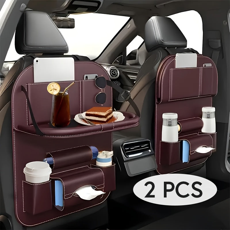 Car Backseat Organizer, Folding Rear Seat Car Parts, Road Trip Car Accessories, Multi-function Backrest Storage Trash Can, Large Storage Bag, Notebook, Dining Table, Tray