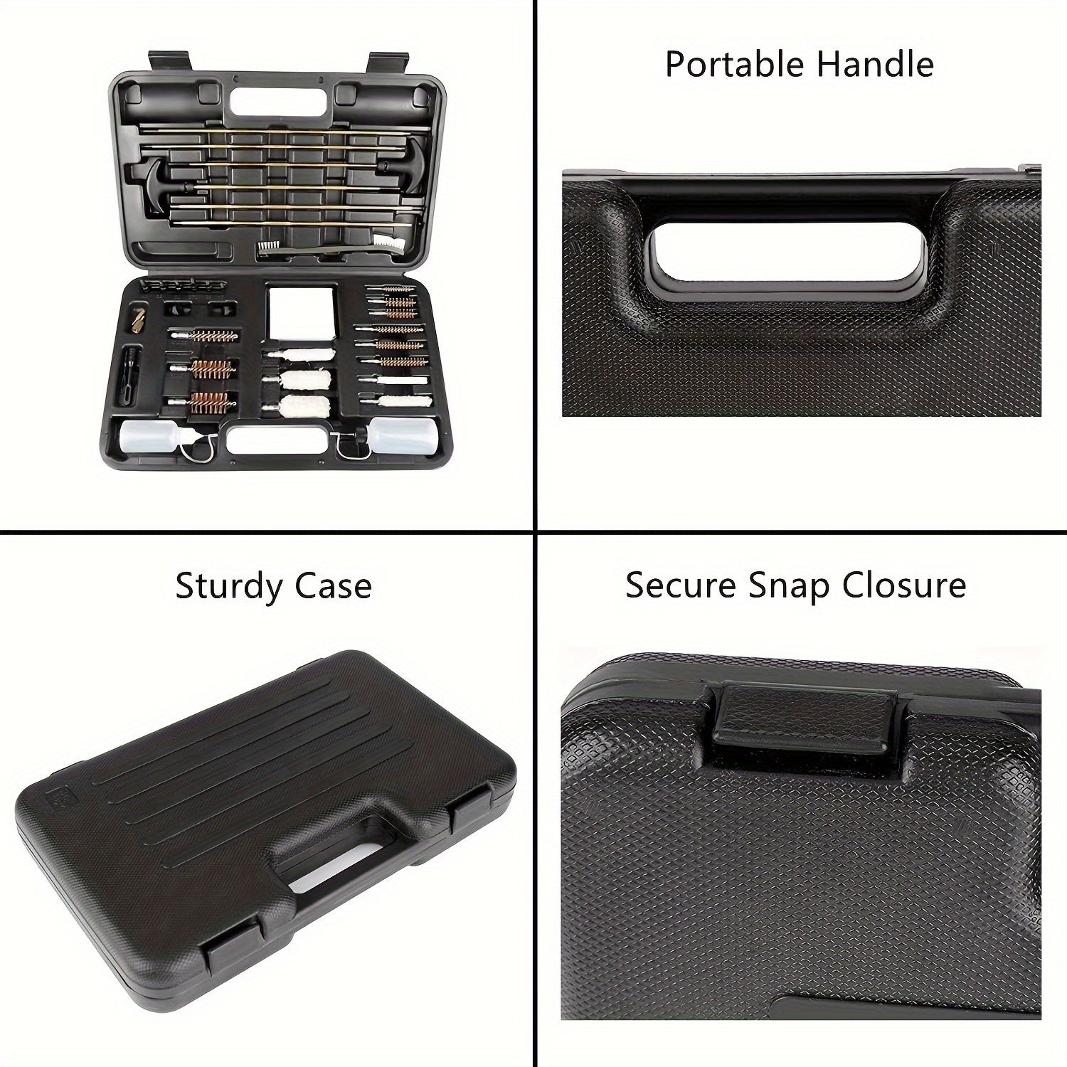 Gun Cleaning Kit with Oil Pot - Heavy-Duty Plastic Case, Multi-Tool Set for Shotguns, Rifles, Pistols - Compatible with 9mm, 12G, 20G, 22LR, 22WLR, Gun Cleaning Kit, Hunting Gear, Minimalist Design, Durable Construction, Outd