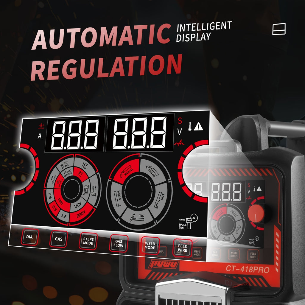 Plasma Cutter Welder Gas MIG/Gasless MIG/Lift TIG/Stick/CUT 5 In 1 Welding Machine With 110V/220V Dual Voltage, Thermal Protection IGBT Inverter LED Digital Display Multi Process Welder