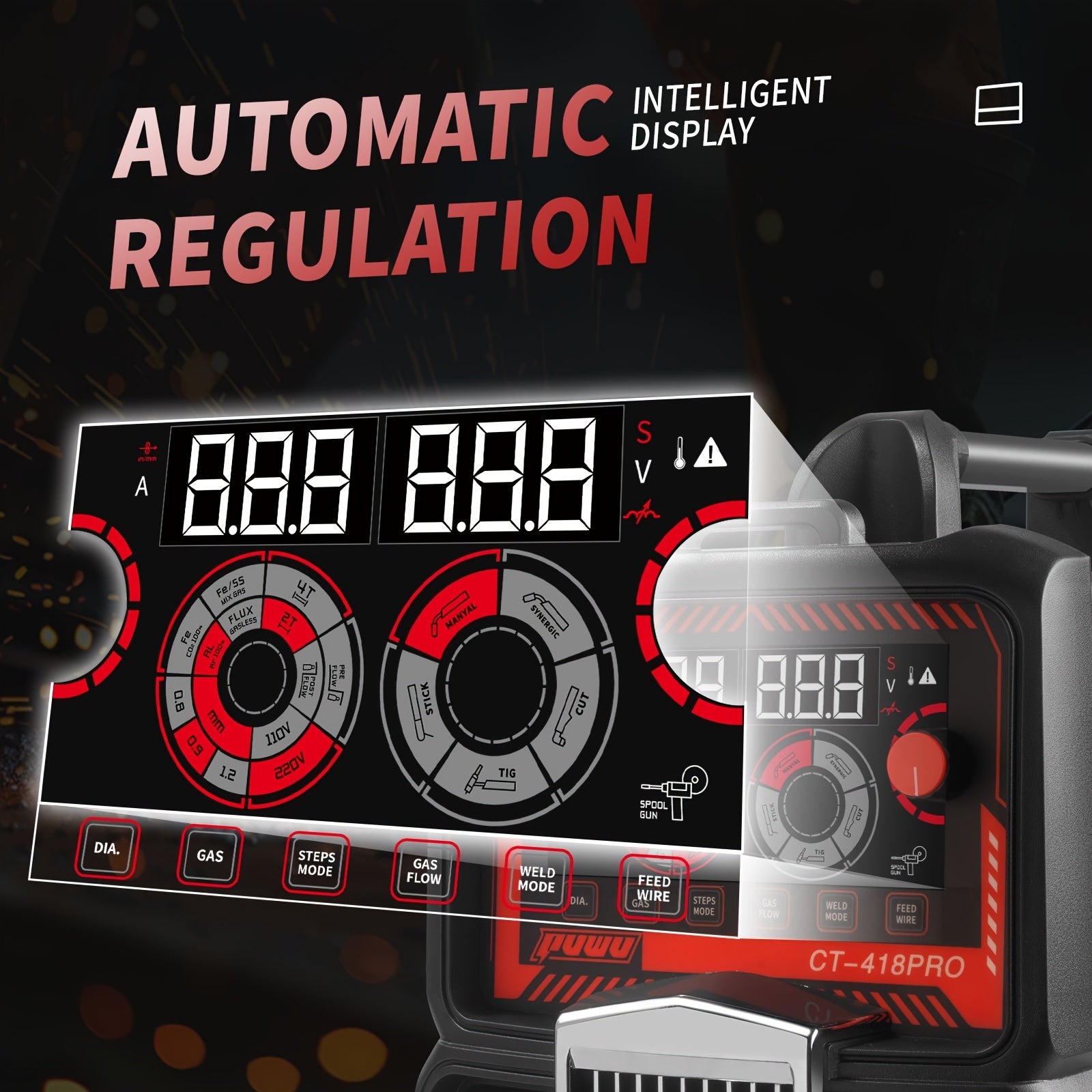 Plasma Cutter Welder Gas MIG/Gasless MIG/Lift TIG/Stick/CUT 5 In 1 Welding Machine With 110V/220V Dual Voltage, Thermal Protection IGBT Inverter LED Digital Display Multi Process Welder