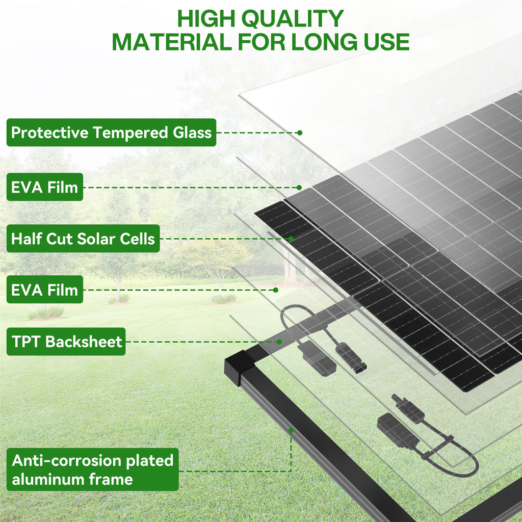 400Watt Bifacial Solar Panels 12V Monocrystalline 4pcs 100W Double Sided Board Solar Systems 25.5% High-Efficiency Module PV Power for Home Rooftop, Camping, Boat, Shed Farm, RV 100W*4