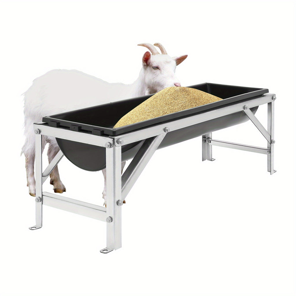 OUKANING 35L/9.25Gal Large Capacity Horse Feeder Water Trough with Stand - Durable Metal Frame, Easy-Clean Design for Calfes, Sheep, Horses, Alpacas & Goats - Farm Livestock Feeding & Hydration, Horse Feeder, Sturdy Construct