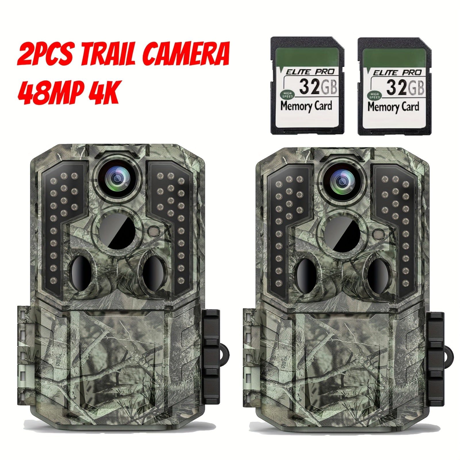 Trail Camera, 4K 48MP Game Camera, 0.2S Trigger Motion Activated, Hunting Camera with Night Vision IP54 Waterproof 2.0''LCD 120°Wide Cam Lens for Outdoor Scouting Wildlife Monitoring Home Security, Gift for Men, Trail Camera