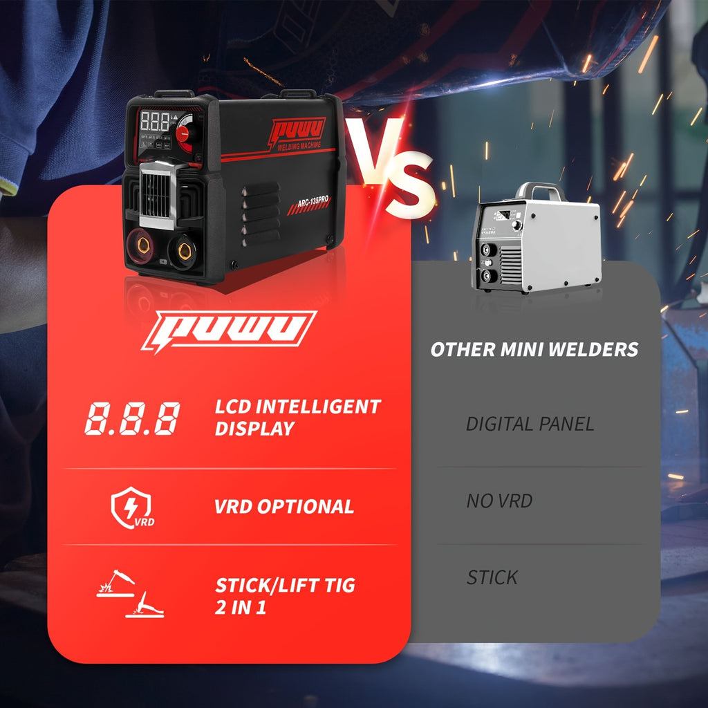 135A 110V Stick/Lift TIG 2-in-1 Welder Dc Inverter Welder With LCD Digital, Thermal Protection, Electrodes, Hot Start Portable MMA Arc/Lift TIG Welder