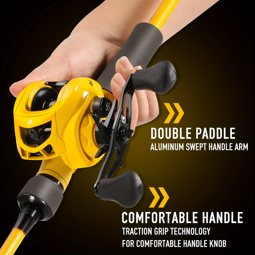 Sougayilang Baitcaster Combo, 2 Pieces Fishing Poles With 7.1:1 Gear Ratio Comfort EVA Grip Handle Reel Baitcasting Fishing Combo