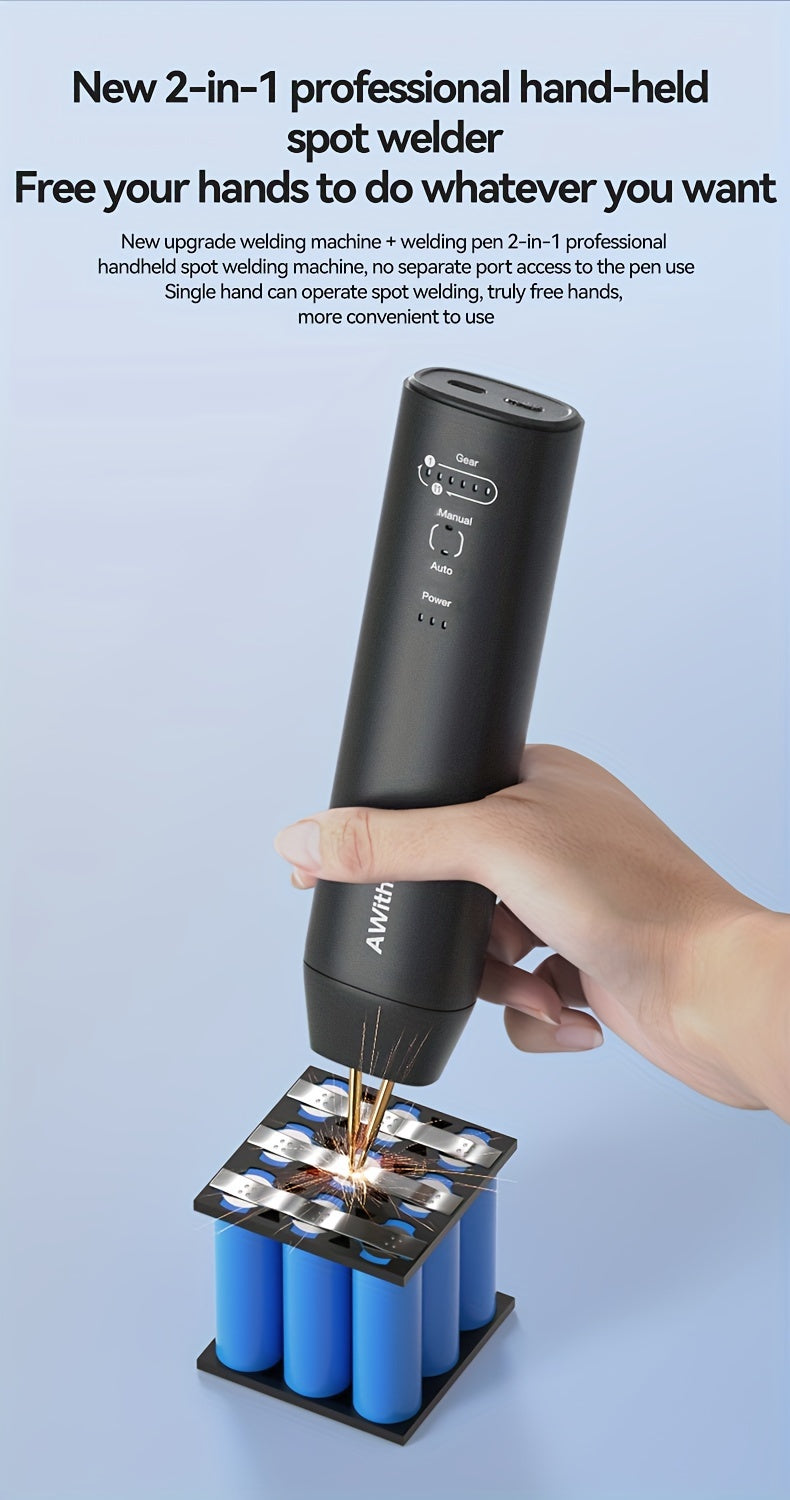 Portable Handheld Spot Welder Kit with 18650 Lithium Battery - USB Rechargeable, Ideal for Nickel Sheets & DIY Projects