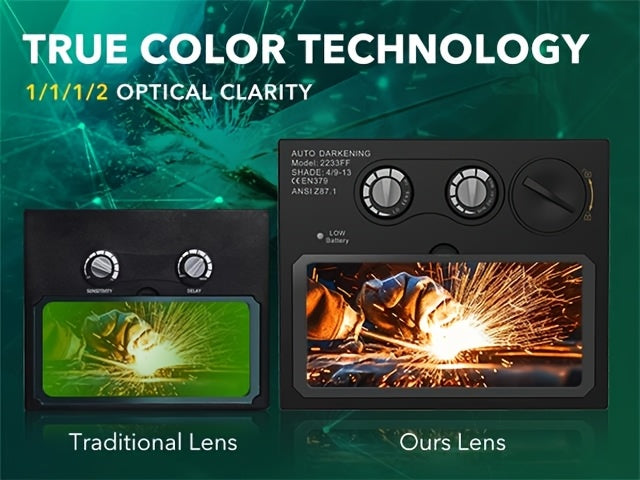 Welding Helmet Auto Darkening Welding Hood With Light True Color 1/1/1/2 Top Optical Clarity Wide Shade 9-13 Welder Helmet Welding Mask With Grinding