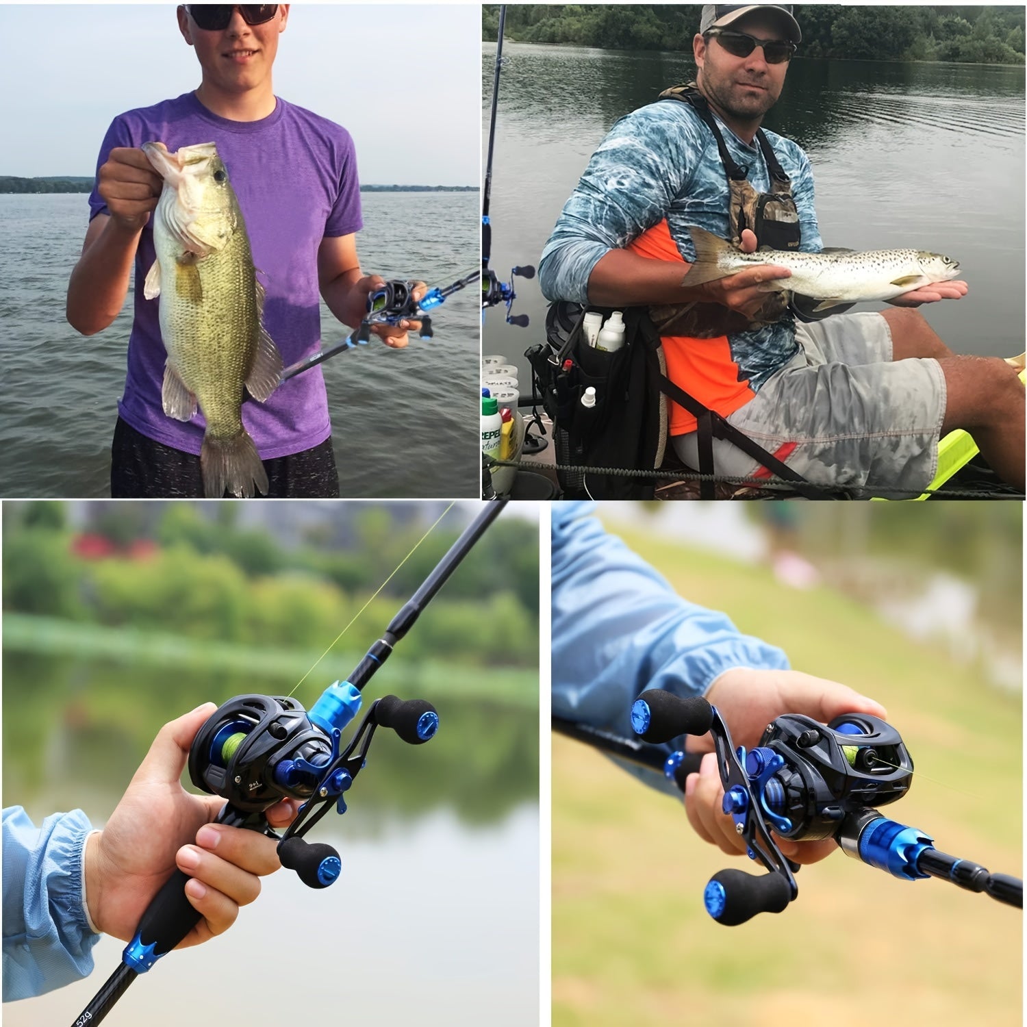 Sougayilang Fishing Rod and Reel Combos 24-Ton Carbon Fiber Fishing Poles with Baitcasting Reel 7.0:1 Gear for Travel Freshwater