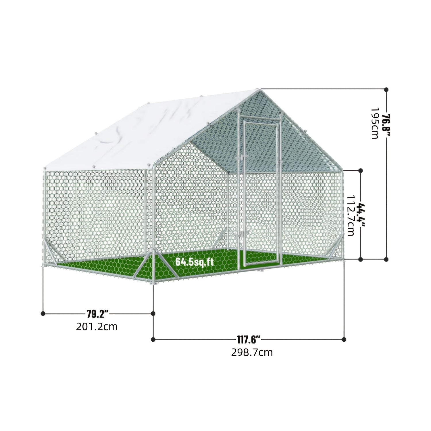 Large Metal Dog Cage & Chicken Coop with Walk-In Access, Spire Roof & Anti-UV Cover - Durable Outdoor Poultry Pen for Backyard Farm, Small Animals, Dogs - Weather-Resistant Design, Weatherproof Construction, Chicken Coop Acce