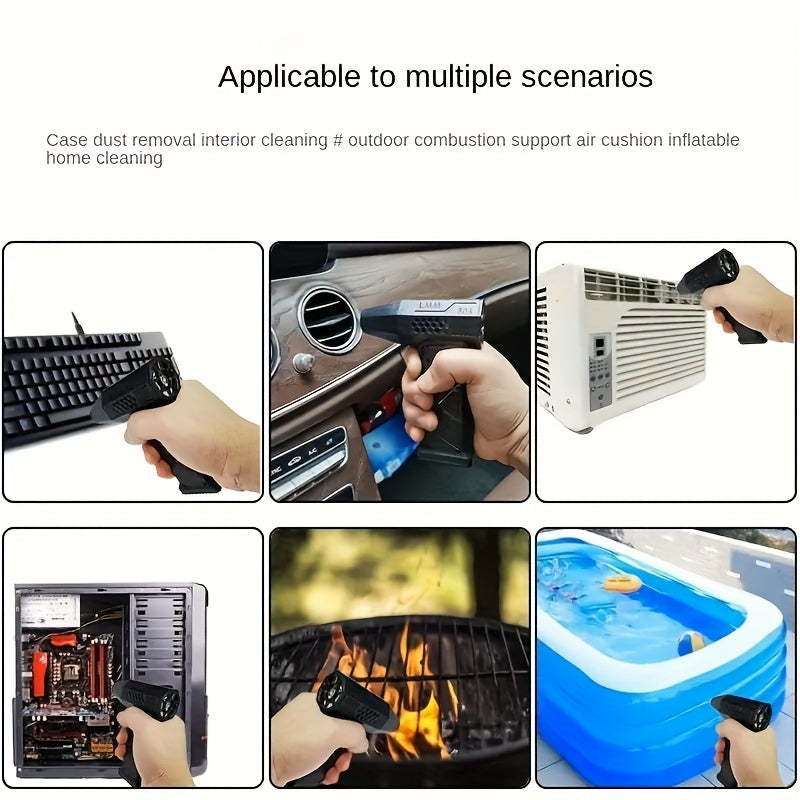 1pc Black Rechargeable Portable Turbojet Fan With Powerful Blower, Equipped With High-speed Air Duct Fan, Ultra-Powerful High-Speed Air Blower - Mini Turbo Jet Fan For Quick Dust Removal - Perfect For Cars, Home & Electronics