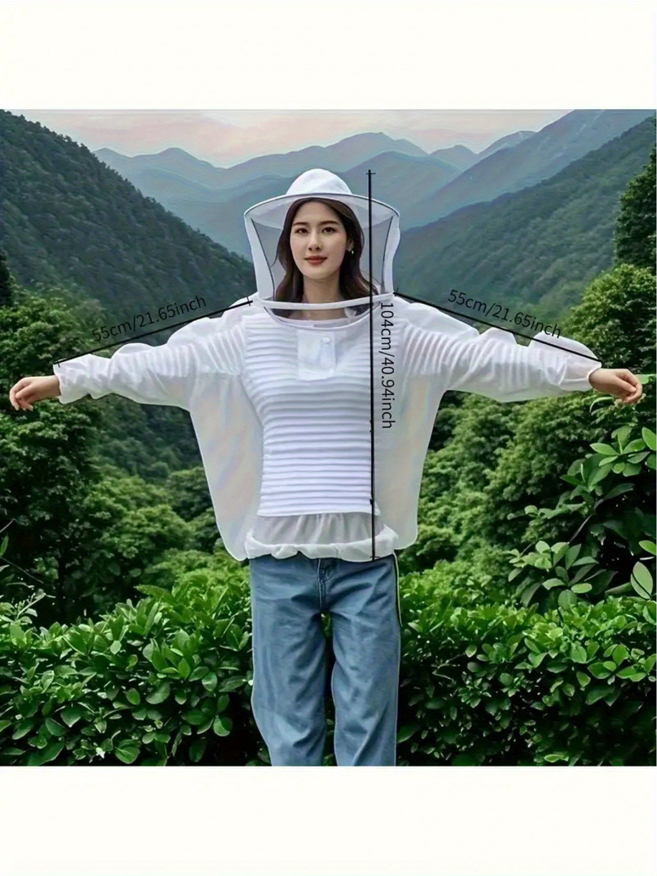 Outdoor Protection Lightweight Full Body White Mosquito Net Set, Top with Hat Design+pants+foldable, High-density Mesh Anti Small Mosquitoes, Suitable for Camping, Fishing, Hiking Essential, Farm Outdoor, Gardening Labor, Hik