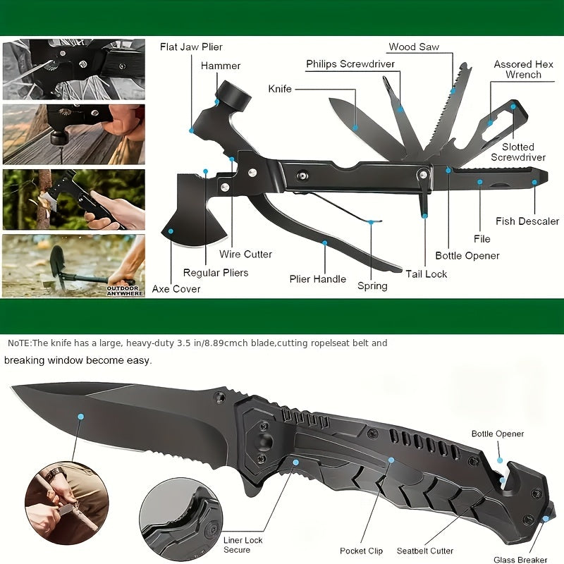 Survival Kit" of Professional Survival Equipment And Devices Outdoor Multifunctional Tools. Suitable for Male Fathers And Husbands Who Enjoy Camping And Outdoor Adventures