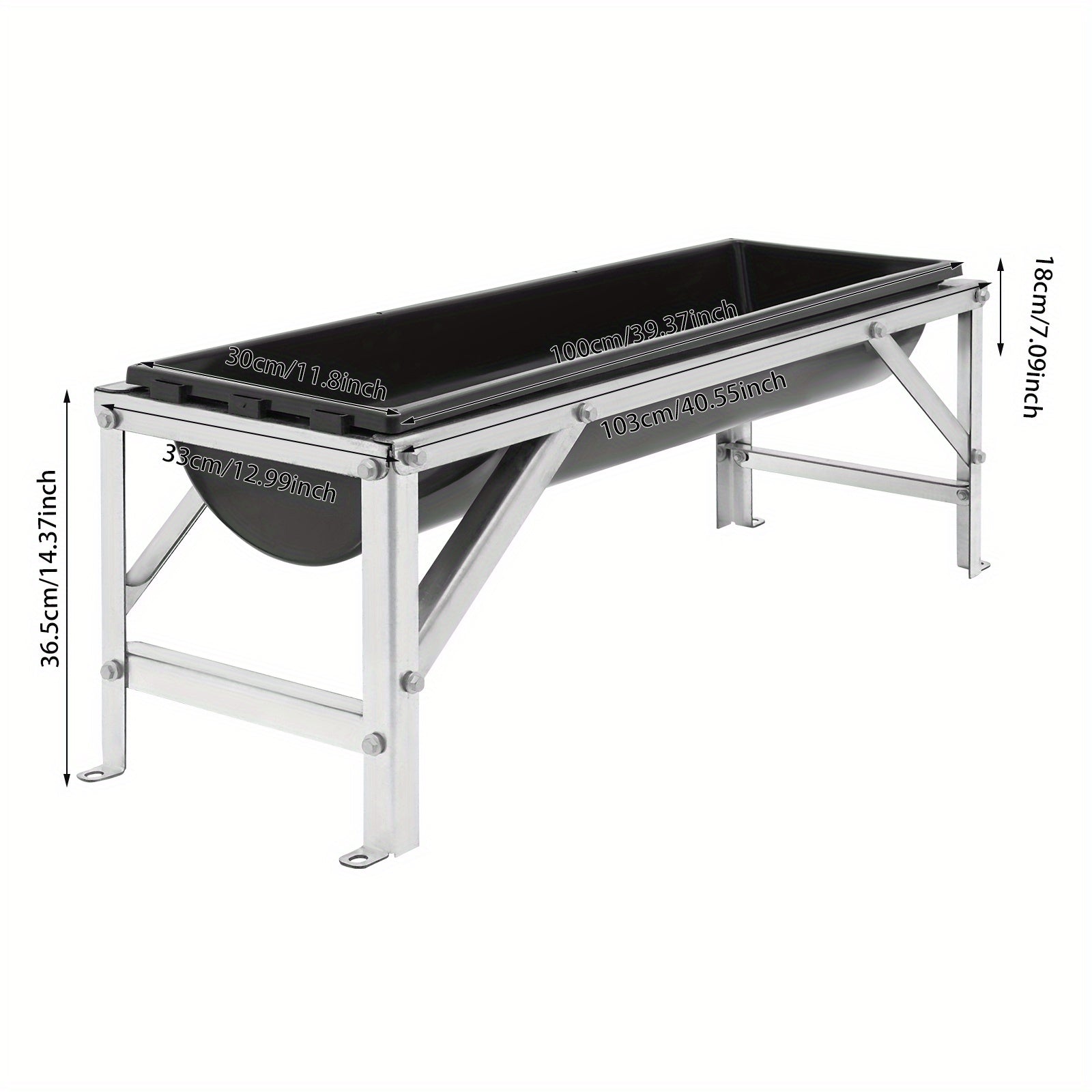 OUKANING 35L/9.25Gal Large Capacity Horse Feeder Water Trough with Stand - Durable Metal Frame, Easy-Clean Design for Calfes, Sheep, Horses, Alpacas & Goats - Farm Livestock Feeding & Hydration, Horse Feeder, Sturdy Construct