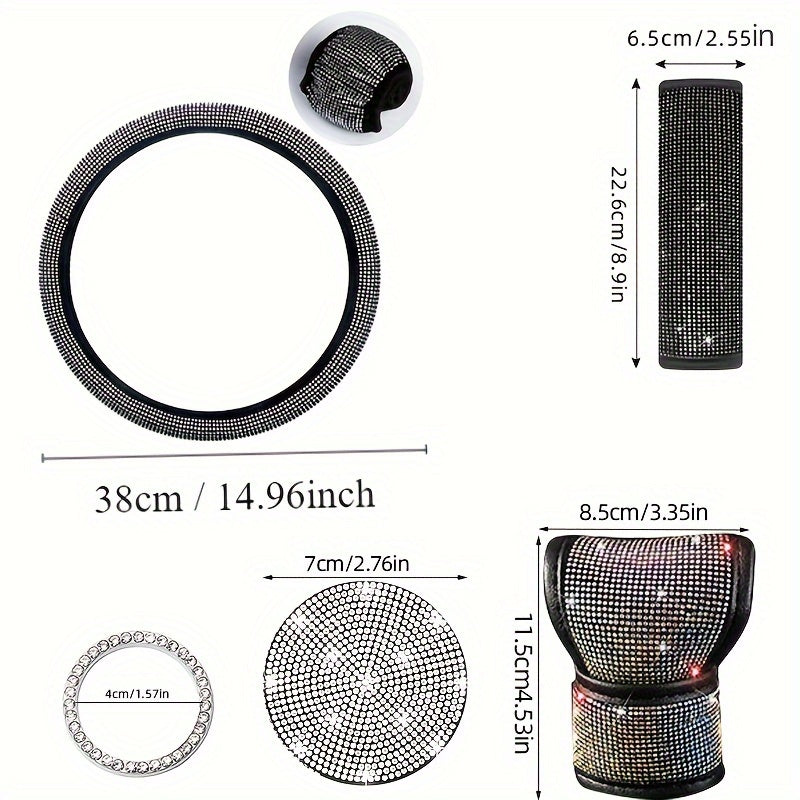 8pcs Sparkling Rhinestone Car Interior Decor Set - Fashionable All-Season Accessories For Women Car Accessories For Women Car Accessories Women