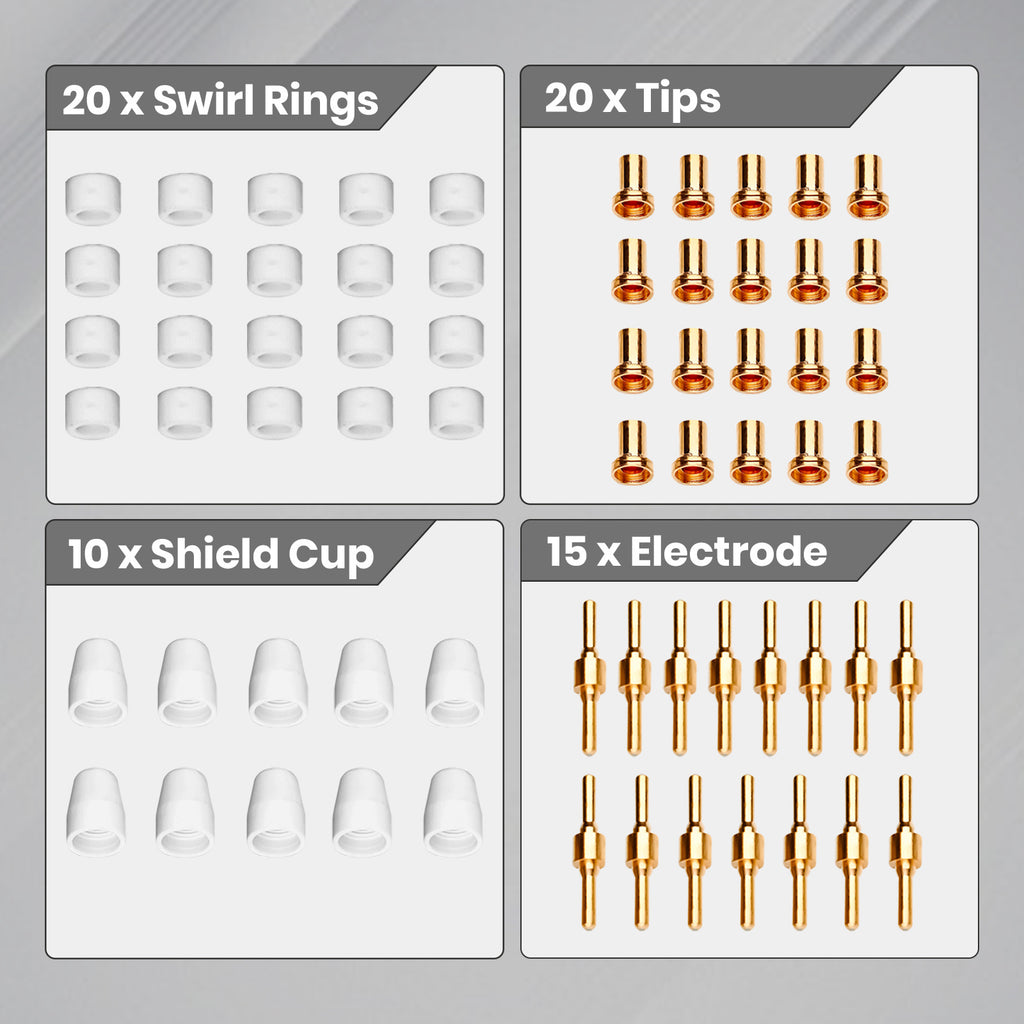 Plasma Cutter Welder MIG Welder Combo 6in1 with 65Pcs PT31 Plasma Cutting Torch Consumable, Gas MIG/Flux Core MIG/Spool Gun/Lift TIG/Stick/Plasma Cutting 110v/220v Aluminum MIG Welder Machine with Complete Welding Accessories