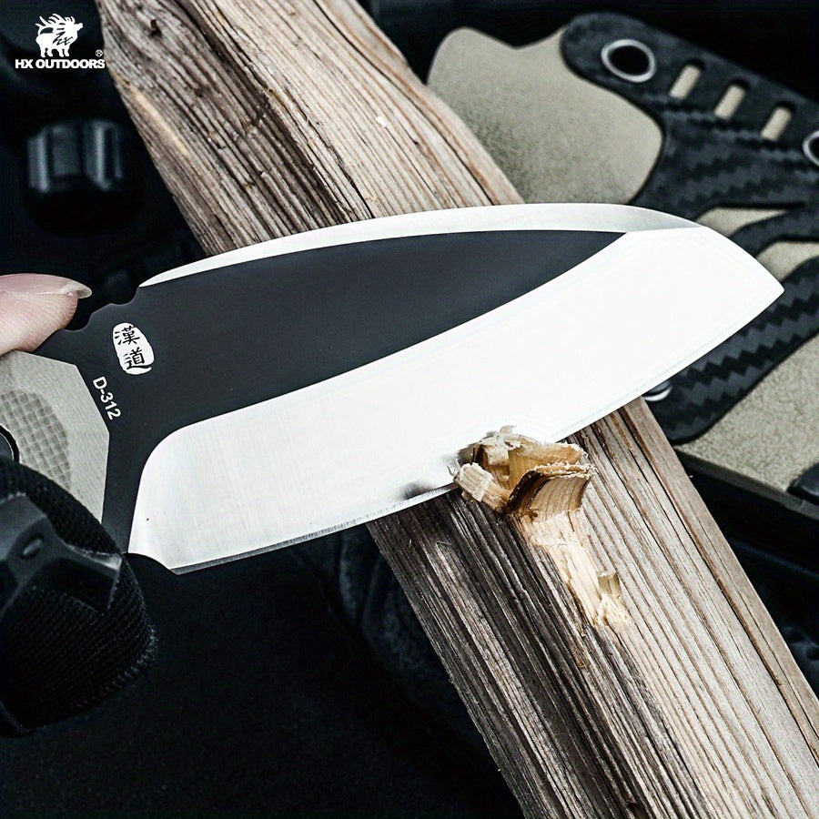 HX Outdoors Hand-Forged Survival Knife - Full-Tang Blade, Sharp Multi-Functional Outdoor Straight Knife with Black Sheath-like Keel, Heavy-Duty for Camping, Hunting, Fishing, Bushcraft & Kitchen Use - Compact Portable Fixed B