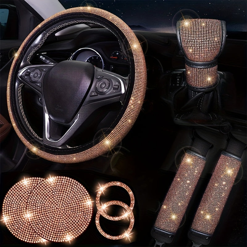 8pcs Sparkling Rhinestone Car Interior Decor Set - Fashionable All-Season Accessories For Women Car Accessories For Women Car Accessories Women