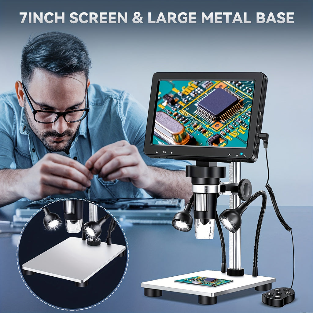 Rievbcau 7-Inch Hd Digital Microscope With 1200X Magnification - Perfect For Electronics Repair & Photography