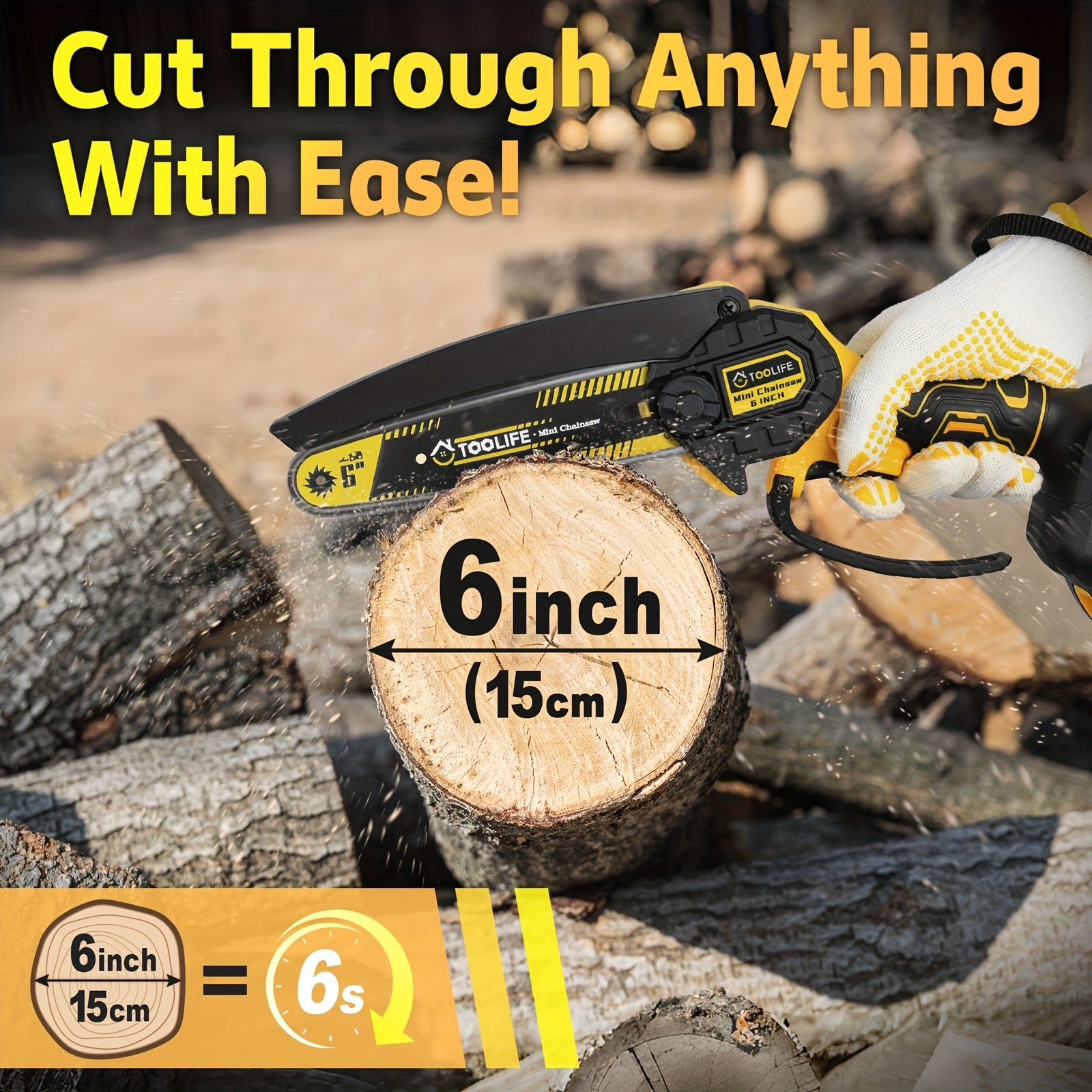 Mini Chainsaw Cordless, 6/12 Inch Handheld Electric Portable Power Chainsaw, 2 Rechargeable Batteries And Toolbox, Tree Trimming Wood Working & Cutting. Courtyard, Household, Survival Outdoor Tools. Gardening Supplies & Equip