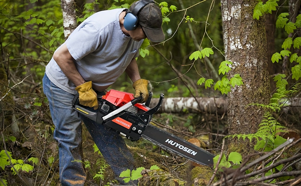54.6cc 20-Inch Gasoline Chainsaw with 2-Stroke Engine, Automatic Lubrication & Ergonomic Handle - Heavy-Duty Metal Construction for Efficient Wood Cutting & Tree Trimming - Ideal for Outdoor Garden, Farm, Home Use - Perfect F