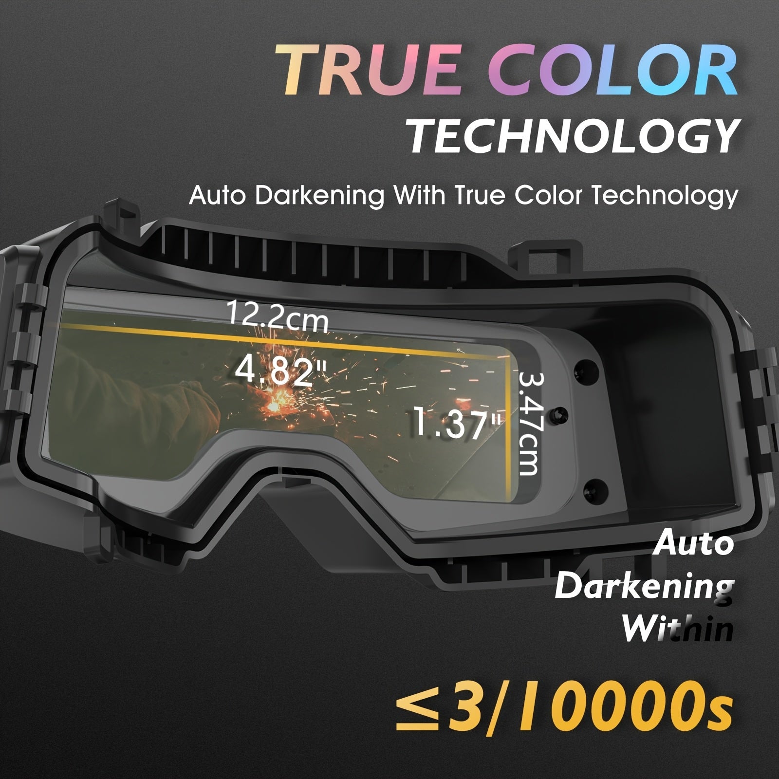 TOOLIOM Welding Goggles Auto Darkening, True Color & Detachable Eye Protection Safety Goggles Face Shield Helmet Welding Glasses Welder Mask For Grinding Plasma Cutting TIG MIG ARC